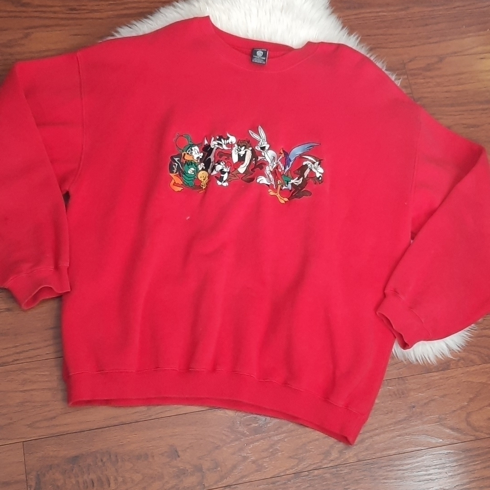 Warner Brothers Studio Store Looney Tunes Embroidered Vintage Oversized Sweatshi - Picture 1 of 5